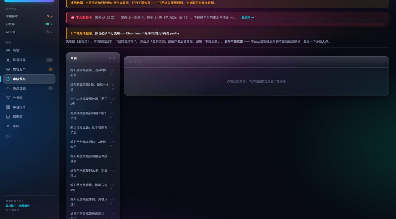 灯塔 Agent 社媒运营工作台 界面截图 4